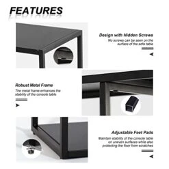 HDANI Console Table, Narrow Entryway Table, 3 Tier Metal Hallway Table, 9.8''Dx31.5''Wx29.7''H(Black) -Best Furniture Store 41RoRKSF8vL