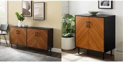 Walker Edison Fehr Modern 4 Door Bookmatch Buffet, 58 Inch, Black -Best Furniture Store 41RvhFcRleL. AC