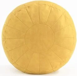 C COMFORTLAND Unstuffed Faux Suede Ottoman Pouf, Round Foot Rest Poof Ottomans, Floor Foot Stool Poufs, Bean Bag Chair Cover With Storage For Living Room, Bedroom, Or Wedding Gifts Yellow -Best Furniture Store 41S7n4YnF L. AC