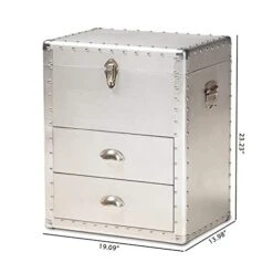 Silver Metal 2-Drawer Accent Storage Chest -Best Furniture Store 41SABxhG6IL
