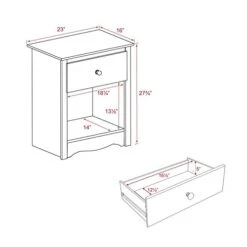 Atlin Designs 1 Drawer Tall Nightstand In White
