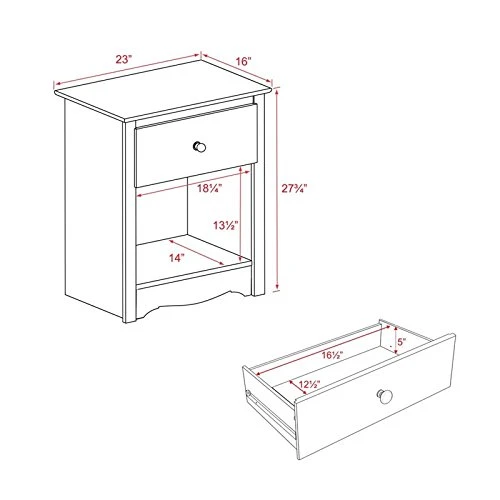 Atlin Designs 1 Drawer Tall Nightstand In White 1 Atlin Designs 1 Drawer Tall Nightstand In White