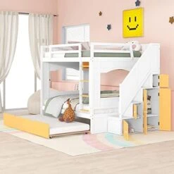 UBGO Triple Twin Bunk Bed, Can Be Separated Into 3 Twin Beds Metal Full Bunk Bed With Two-Side Stairs And Shelf,Metal Loft Bed For Adult Kids Student Dormitory Bedroom Furniture Set, Black 26 UBGO Triple Twin Bunk Bed, Can Be Separated Into 3 Twin Beds Metal Full Bunk Bed With Two-Side Stairs And Shelf,Metal Loft Bed For Adult Kids Student Dormitory Bedroom Furniture Set, Black -Best Furniture Store 41SS7YXghsL. AC