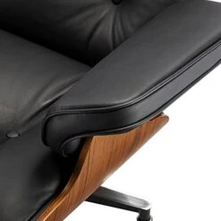 Mid Century Chaise Lounge Chair With Ottoman, 100% Full Grain Leather, Walnut, Modern Accent Chair Classic Design, Heavy Duty Base Support For Bedroom Indoor Set -Best Furniture Store 41SeaCNVIXL