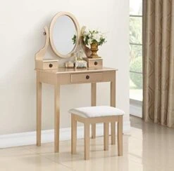Moniya White Wood Vanity Table And Stool Set (3415WH) Medium 19 Moniya White Wood Vanity Table And Stool Set (3415WH) Medium -Best Furniture Store 41SewW Q3AL. AC