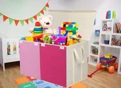 VICTORICH Toy Box Chest, Collapsible Sturdy Storage Bins With Lids, Extra Large Kids Toy Storage Organizer Boxes Bins Baskets For Kids, Boys, Girls, Nursery Room, Playroom (V-Red) -Best Furniture Store 41Sk4PqydNL