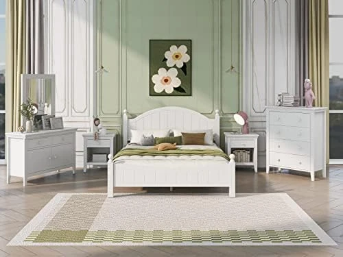 5 Piece Bedroom Set,Bedroom Furniture Set With King Size Wood Platform Bed,Dresser With Mirror And Nightstand*2 for Kids/Teens/Adults Bedroom(Champagne Silver) 13 5 Piece Bedroom Set,Bedroom Furniture Set With King Size Wood Platform Bed,Dresser With Mirror And Nightstand*2 for Kids/Teens/Adults Bedroom(Champagne Silver) - Image 13