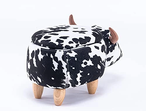 Home 2 Office Cow Ottoman For Kids' Bedroom, Playroom, Nursery, And Living Room, Animal Ottoman With Storage, Footstool For Kids, Black/White 1 Home 2 Office Cow Ottoman For Kids' Bedroom, Playroom, Nursery, And Living Room, Animal Ottoman With Storage, Footstool For Kids, Black/White