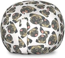 Ambesonne Zebra Print Storage Toy Bag Chair, Striped Zebra Animal Print Nature Wildlife Inspired Simplistic Illustration, Stuffed Animal Organizer Washable Bag, Small Size, White Charcoal -Best Furniture Store 41Svq8uCmsL. AC