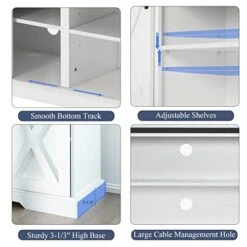 Squireewo Farmhouse Buffet Cabinet Sideboard With Sliding Barn Doors, Rustic Coffee Bar Cabinet Server With Storage And Adjustable Shelves, Cupboard Table For Kitchen Dining Room Living Room, White 12 Squireewo Farmhouse Buffet Cabinet Sideboard With Sliding Barn Doors, Rustic Coffee Bar Cabinet Server With Storage And Adjustable Shelves, Cupboard Table For Kitchen Dining Room Living Room, White -Best Furniture Store 41SxdTD36XL