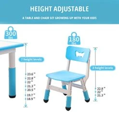 HAPPYMATY Kids Table And 4 Chairs Set, Children Study Desk, Toddler Activity Table, Height Adjustable Desk Painting Desktop Toddler Furniture 13 HAPPYMATY Kids Table And 4 Chairs Set, Children Study Desk, Toddler Activity Table, Height Adjustable Desk Painting Desktop Toddler Furniture -Best Furniture Store 41T4D9gAd7L