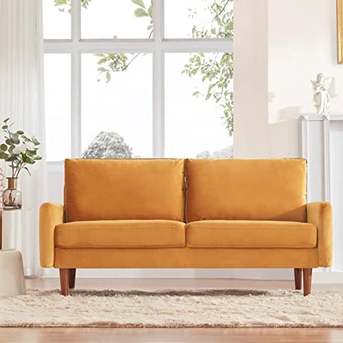 Dreamsir 70'' Mid Century Modern Sofa, Velvet Loveseat Furniture With Two Storage Bags, Small Love Seats Couch For Small Spaces, Velvet Sofa For Living Room & Apartment, Easy-Assembly (Sofa, Ginger) 1 Dreamsir 70'' Mid Century Modern Sofa, Velvet Loveseat Furniture With Two Storage Bags, Small Love Seats Couch For Small Spaces, Velvet Sofa For Living Room & Apartment, Easy-Assembly (Sofa, Ginger)
