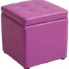Collic Foot Stool Storage Stool, Multi-Functional Leather Sofa Stool Cover Home Porch Change Shoe Bench Footstool 30X30X35Cm,Practicalniture/Purple