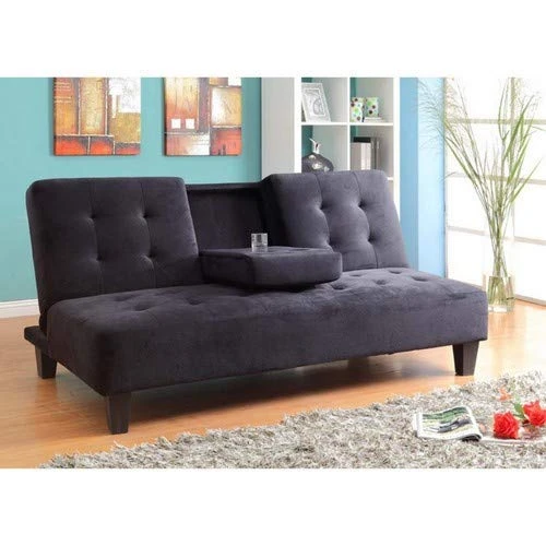 Milton Greens Stars Madrid Futon Sofa Bed With Cup Holder, Black 2 Milton Greens Stars Madrid Futon Sofa Bed With Cup Holder, Black - Image 2