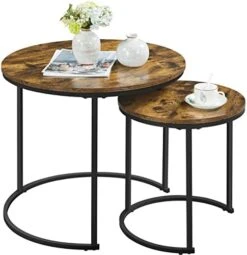 Yaheetech Nesting Coffee Table Set Of 2, Nesting Table, Rustic Stacking Side Tables, Nesting End Table Set W/Round Wooden Tabletop And Sturdy Metal Base For Living Room,Small Space, Gray 17 Yaheetech Nesting Coffee Table Set Of 2, Nesting Table, Rustic Stacking Side Tables, Nesting End Table Set W/Round Wooden Tabletop And Sturdy Metal Base For Living Room,Small Space, Gray -Best Furniture Store 41T84P5f0TL. AC