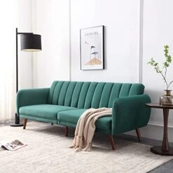 Royal Wood Futon Sofa Bed Support Board Modern Velvet Convertible Folding Lounge Couch Sofa Bed For Living Room,Removable Soft Armrest And Sturdy Metal Leg For Studio/Lounge/Dorm Or Office.(Green) -Best Furniture Store 41TB9d3B4kL