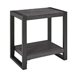 Walker Edison Industrial Wood End Side Accent Table Living Room Entryway Kitchen Dining Room Console Living Room, 24 Inch, Charcoal