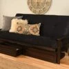 Jerry Sales Eldorado Futon Espresso Finish Frame W/Coil Mattress Full Size Sofa Bed (Black Matt, Frame W/Drawers Full Size)