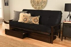 Jerry Sales Eldorado Futon Espresso Finish Frame W/Coil Mattress Full Size Sofa Bed (Black Matt, Frame W/Drawers Full Size)