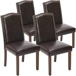 OLIXIS Dining Chairs Set Of 4, Living Room Chairs, Dining Room Chairs, Upholstered Fabric Dining Chairs, Parsons Chairs With Nailhead Trim And Wood Legs, Modern Armless Kitchen Side Chair, Dark Brown -Best Furniture Store 41TmUjoC8BL. AC