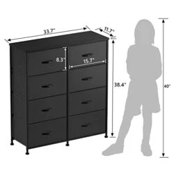 Dresser For Bedroom With 8 Drawers, Wide Chest Of Drawers, Fabric Closet Dresser, Clothing Storage Organizer Unit With Fabric Bins, For Closet, TV Stand, Living Room, Hallway, Nursery (Black) -Best Furniture Store 41Tw9nxZvlL