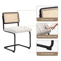 ONEVOG Rattan Dining Chair With Cane Backrest And Metal Frame, Set Of 2, Indoor Furniture For Kitchen, Living Room, Bedroom, Guest Room, Restaurant(Beige) 11 ONEVOG Rattan Dining Chair With Cane Backrest And Metal Frame, Set Of 2, Indoor Furniture For Kitchen, Living Room, Bedroom, Guest Room, Restaurant(Beige) -Best Furniture Store 41Tybknh2DS