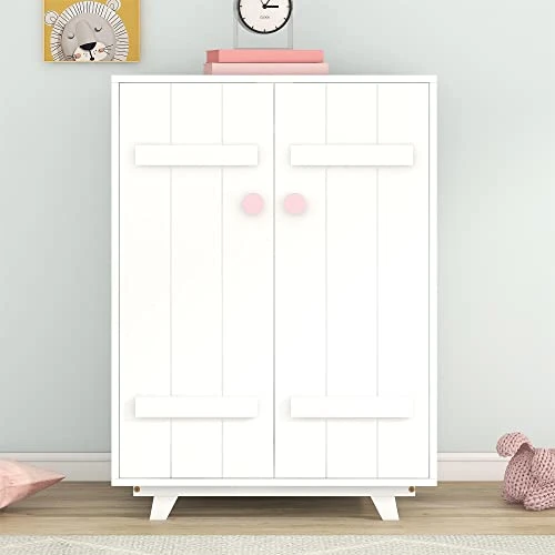Harper & Bright Designs 3 Pieces Bedroom Sets,Bedroom Furniture Set With Full Size Platform Bed,Nightstand And Wardrobe For Kids Boys Girls(Pink+White) 4 Harper & Bright Designs 3 Pieces Bedroom Sets,Bedroom Furniture Set With Full Size Platform Bed,Nightstand And Wardrobe For Kids Boys Girls(Pink+White) - Image 4