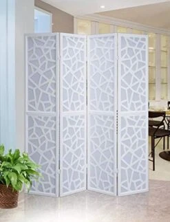 Giyano 4 Panel Screen Room Divider, White -Best Furniture Store 41U9w1TFToL. AC