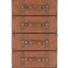 Wood Faux Leather 6 Drawer Chest With Buckle And Strap Detailing, 16" X 13" X 42", Brown