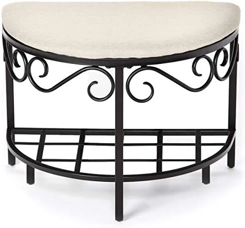 Heather Gray Shoe Bench - Vanity Seat For Makeup Room, Dressing Stool, Entryway Bench - Powder Coated, Upholstered, Space Saving 5 Heather Gray Shoe Bench - Vanity Seat For Makeup Room, Dressing Stool, Entryway Bench - Powder Coated, Upholstered, Space Saving - Image 5