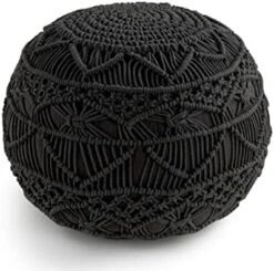 Pouf Ottoman - Hand Knitted Macrame Ottoman Pouf, Large Pouf Ottoman Foot Rest For Couch, 100% Cotton Cord, Poufs For Living Room, Floor Pouf Ottoman - 20 Diameter X 14 Height - Pure Natural -Best Furniture Store 41URhKLFKHL. AC