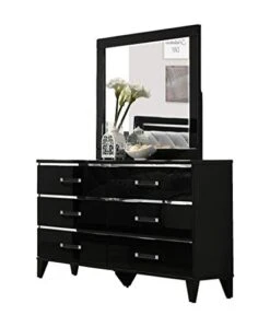 – Madison 6-Piece Queen Size Black Bedroom Set. Bed, Dresser, Mirror, Chest & 2 Nightstands -Best Furniture Store 41UTK5t0cjL