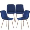 Beaugreen Velvet Dining Chairs Set Of 4 Modern Dining Room & Kitchen Chairs Side Chair With Metal Legs For Home & Kitchen(Blue)