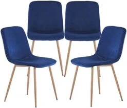 Beaugreen Velvet Dining Chairs Set Of 4 Modern Dining Room & Kitchen Chairs Side Chair With Metal Legs For Home & Kitchen(Blue) -Best Furniture Store 41UhfZBnpOL. AC