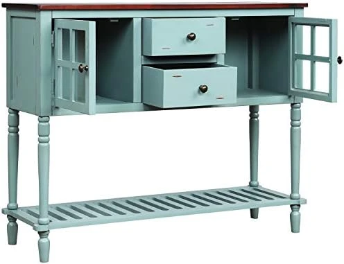 42" Wide Console Table Sideboard Buffet Server With 2 Doors And Bottom Shelf, Sideboard Storage Cabinet For Living Room (White) 9 42" Wide Console Table Sideboard Buffet Server With 2 Doors And Bottom Shelf, Sideboard Storage Cabinet For Living Room (White) - Image 9