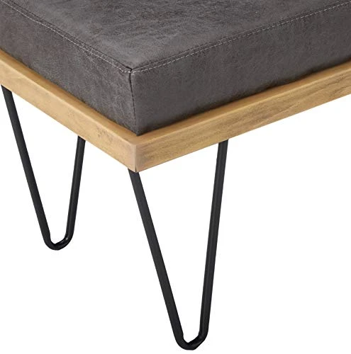 Christopher Knight Home Elisha Industrial Modern Microfiber Bench, Slate / Matte Black 6 Christopher Knight Home Elisha Industrial Modern Microfiber Bench, Slate / Matte Black - Image 6