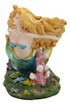 Ebros Nautical Coastal Beach Colorful Blonde Mermaid With Shimmering Blue Tail Swimming By Corals Wine Holder Display Figurine Resin Sea Siren Kitchen Decor Party Centerpiece Ocean Reef Nymph Statue -Best Furniture Store 41Um8okeVbL