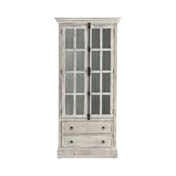 Crestview Collection Hudson 2 Drawer 2 Door Curio Cabinet Gray Wood -Best Furniture Store 41VDtVrWLJL