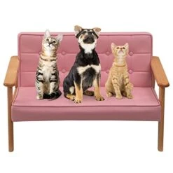 DOEWORKS Armrest Double Seat Toddler Couch, Upholstered Kids Sofa Chair With Solid Wooden Frame, Bedroom, Preschool, Living Room, Pink -Best Furniture Store 41VFvefPXDL