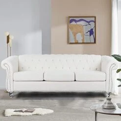 QHITTY Accent Large Sofa, Chesterfield Couch 3 Seater Modern Leather Couch Upholstered Sofa With Tufted Back For Living Room Furniture (Grey) 27 QHITTY Accent Large Sofa, Chesterfield Couch 3 Seater Modern Leather Couch Upholstered Sofa With Tufted Back For Living Room Furniture (Grey) -Best Furniture Store 41VGeBtaEL. AC