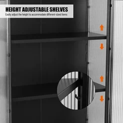 NANBERONE Pantry Cabenit, Display Cabinet Sideboard Bookcase With 2 Tampered Glass Doors & Adjustable Shelves, Storage Cabinet For Entryway Kitchen Living Room Dining Room Bathroom Office Black -Best Furniture Store 41VOzWI67uL