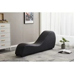 Kingway Furniture Kolar Faux Leather Yoga Chaise Lounge Chair, Relaxation, Streching, In Black -Best Furniture Store 41VRs8vX7QL