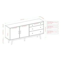 Walker Edison Mid-Century Modern Wood Kitchen Buffet Sideboard Entryway Serving Storage Cabinet Doors-Dining Room Console, 70 Inch, Acorn