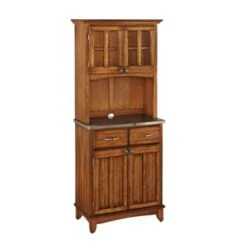 Buffet Of Buffet Cottage Oak With Stainless Steel Top With Hutch By Home Styles