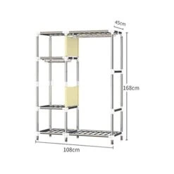 N/A Simple Wardrobe Reinforced Thicken Cloth Sturdy Steel Frame Assembly Oxford Locker Hanging Wardrobe