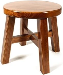 D&L Solid Wood Vintage Footstool, Creative Home Living Room Seat Stool Round 4 Legs Wooden Shoe Stool-A L28xW28xH27cm -Best Furniture Store 41VgUSaxfpL. AC