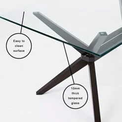 Uptown Club Dining Table With Tempered Glass Top, Elegant Statement Piece For Contemporary Home, 63" X 36", Dark-Walnut 8 Uptown Club Dining Table With Tempered Glass Top, Elegant Statement Piece For Contemporary Home, 63" X 36", Dark-Walnut -Best Furniture Store 41Vt41iPvTL