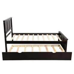 MERITLINE Wood Twin Bed With Trundle,Twin Bed Frames With Headboard, Platform Bed For Guest Room, Boys And Girls, Twin Size, Espresso 7 MERITLINE Wood Twin Bed With Trundle,Twin Bed Frames With Headboard, Platform Bed For Guest Room, Boys And Girls, Twin Size, Espresso -Best Furniture Store 41Vvplyw8vL