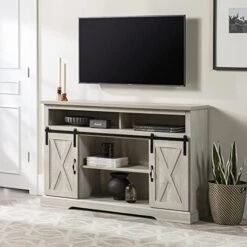 Walker Edison Abbey Modern Farmhouse Sliding X Barn Door Accent Console, 32 Inch, White -Best Furniture Store 41W3xvJvm L. AC