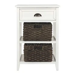 Signature Design By Ashley Oslember Modern Farmhouse Accent End Table With 2 Removable Baskets, White -Best Furniture Store 41W7oPbZOJL